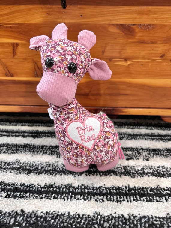 Keepsake made from clothes,  giraffe stuffed animal , giraffe toy, custom, loved ones memory bear, personalized memory bear, keepsake bear,