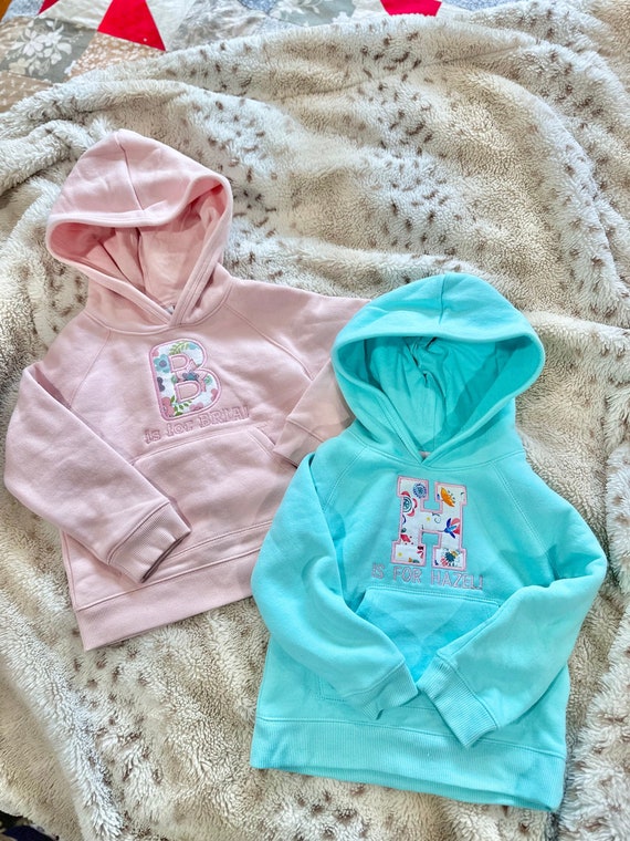 Personalized child name embroidered hooded or pull over sweater with embroidered name. children’s gifts. personalized children clothes