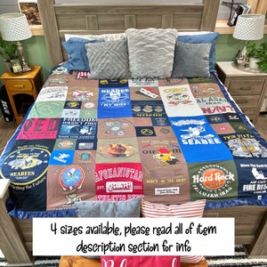 T-shirt quilt,Personalized picture quilt, Jersey quilt, Adult size T-shirt quilt, college shirt quilt, high school shirt quilt, quilt,