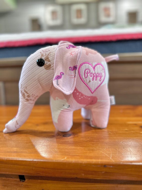 Keepsake made from clothes elephant stuffed animal, elephant toy, custom bear, loved ones memory bear, personalized memory bear,