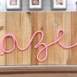 Personalized wood name sign- name sign-wall sign-custom artwork-rope sign
