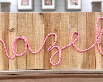 Personalized wood name sign- name sign-wall sign-custom artwork-rope sign