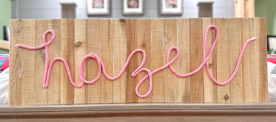 Personalized wood name sign- name sign-wall sign-custom artwork-rope sign