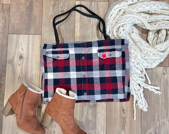 Custom Flannel Shirt Tote Bag: Upcycled Keepsake Memory Item