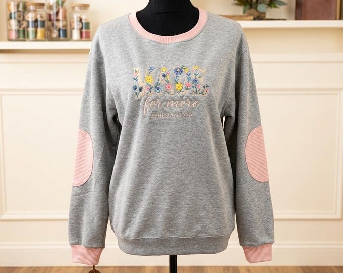 refurbished sweater with remade parts and embroidery size Medium
