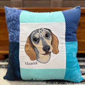 pet portrait pillow with embroidery made to order