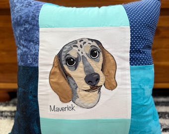 pet portrait pillow with embroidery made to order