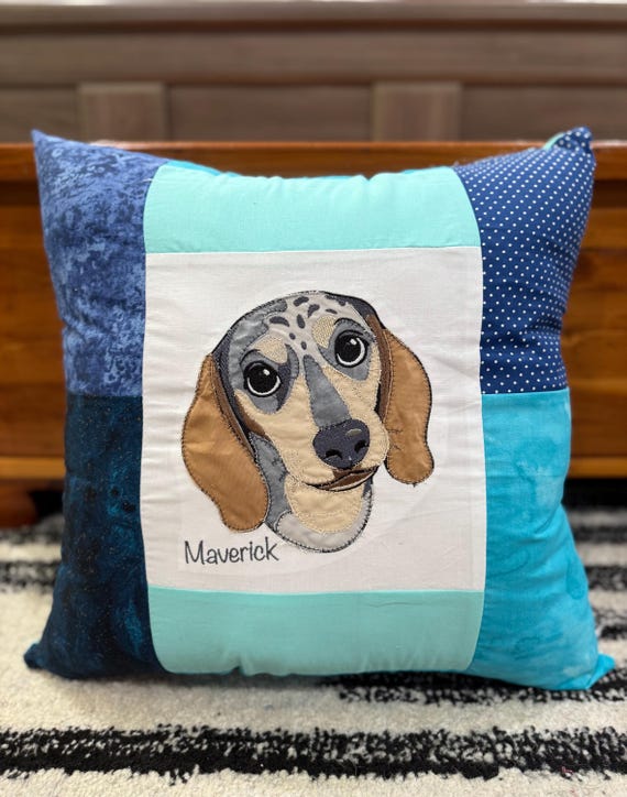 pet portrait pillow with embroidery made to order