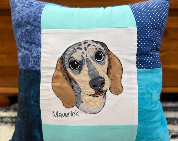 pet portrait pillow with embroidery made to order