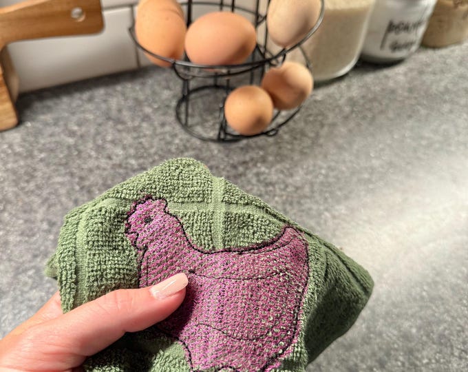 scrubber dish cloth with chicken for kitchen