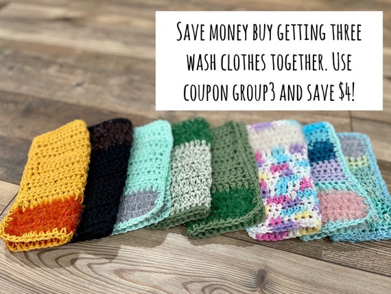 Handmade Crochet Washcloths: Organic Cotton Scrubby Dish Cloth
