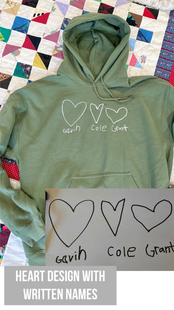 Hand written note embroidered sweater shirt. Handwriting sweater. Kids clothing. Adult clothing. Adult sweaters. Adult shirts