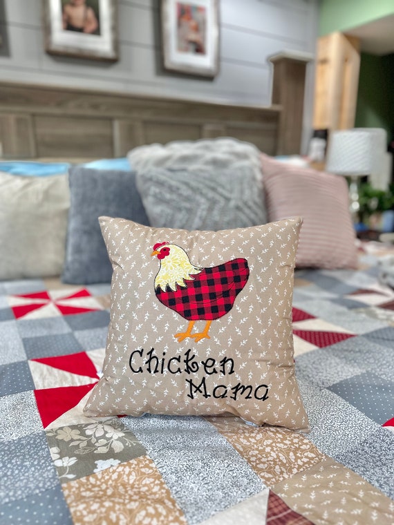 Chicken throw pillow- crazy chicken lady-chicken mama-chicken gifts-adult gifts