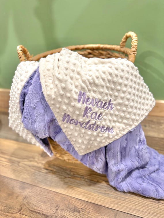 soft minky baby blanket with embroidered name