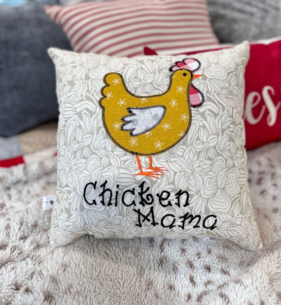 Chicken throw pillow- crazy chicken lady-chicken mama-chicken gifts-adult gifts