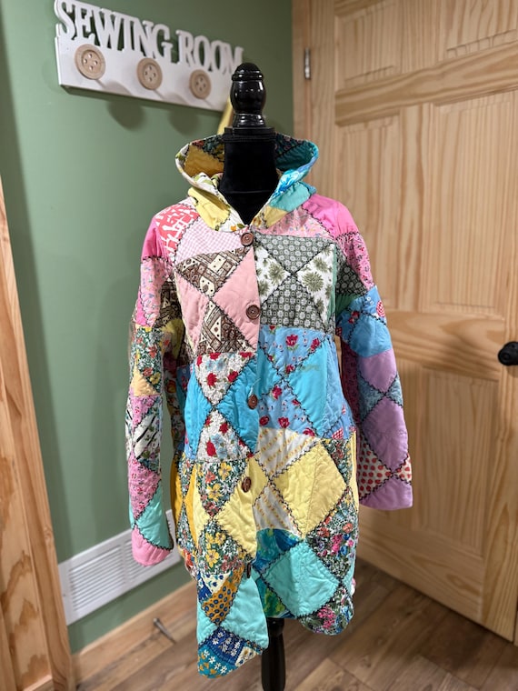 refurbished antique quilt jacket handmade coat made from vintage quilt