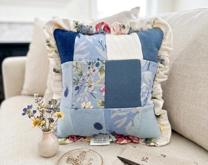 Featured listing image: Custom Memory Pillow: Quilted Keepsake Made From Clothing