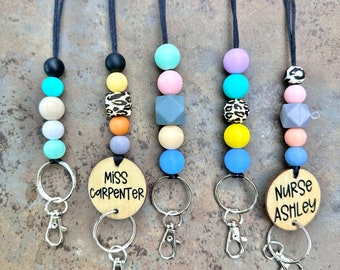 Lanyard-beaded lanyard-silicone bead lanyard- teacher lanyard