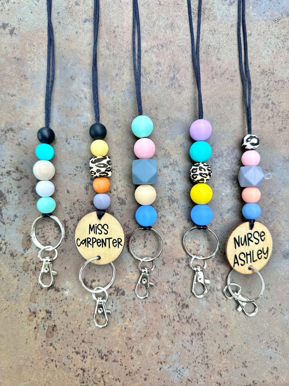 Lanyard-beaded lanyard-silicone bead lanyard- teacher lanyard