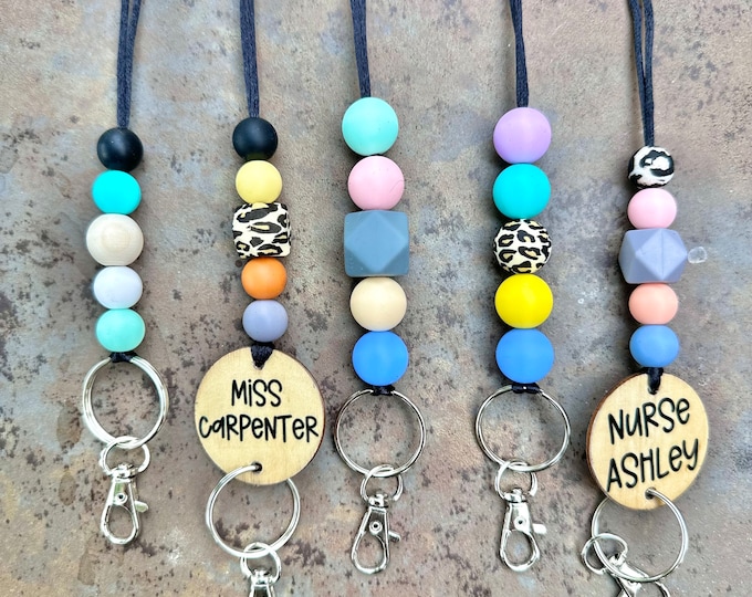 Lanyard-beaded lanyard-silicone bead lanyard- teacher lanyard