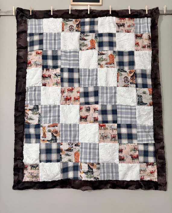 Memory quilt made from clothing and cuddle hid minky fabric