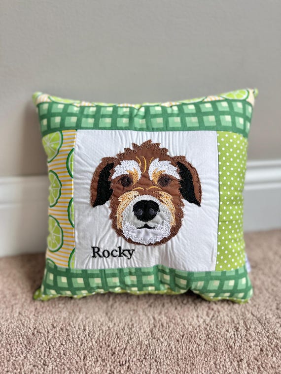 pet portrait pillow with embroidery made to order