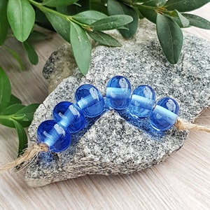 Made to Order 6pcs Light Blue lampwork spacer beads, Handmade transparent glass rondelle donut, Little bead set, Small charms Craft supplies