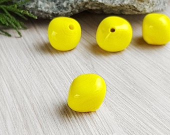 Made to Order Lemon Yellow lampwork beads, Handmade glass freeform beads, Multicolor murano glass, Bright spring summer colors jewelry