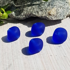 Made to Order Dark Blue lampwork beads, Matte glass handmade freeform beads, etched sea glass bead