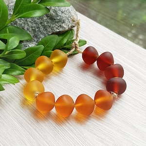 Made to Order 12 pcs Frosted topaz brown lampwork beads for jewelry making, Handmade gradient glass bead set in shades of brown Mix lot