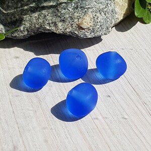 Made to Order Blue lampwork beads, Matte glass handmade freeform beads, etched sea glass bead