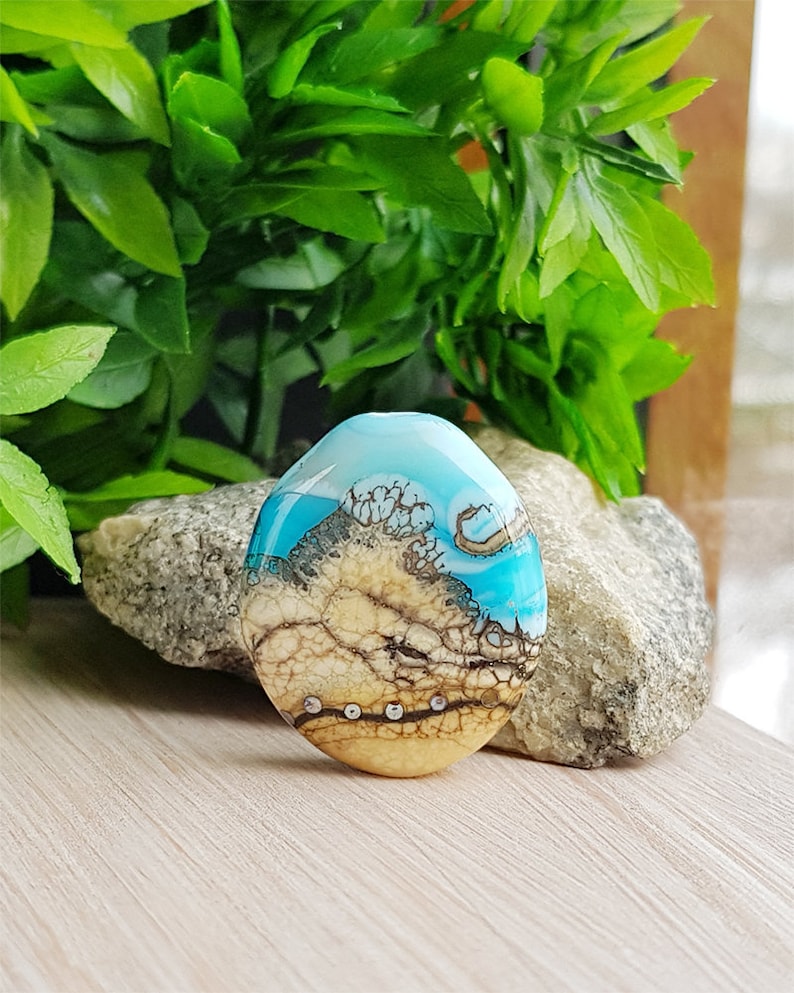 Seaside Beach art Sky blue lampwork focal bead Seaglass Gray blue blass bead Organic Style Handmade jewellery supplies Single bead
