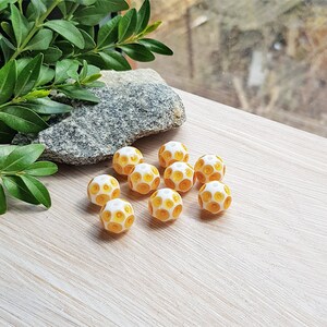 Made to Order 9 pcs Lampwork beads in topaz brown and white, Handmade glass bead set to create jewelry image 4