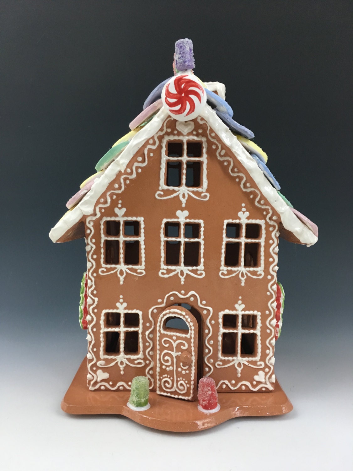 Ceramic Gingerbread House Luminarywith Necco Wafers Etsy