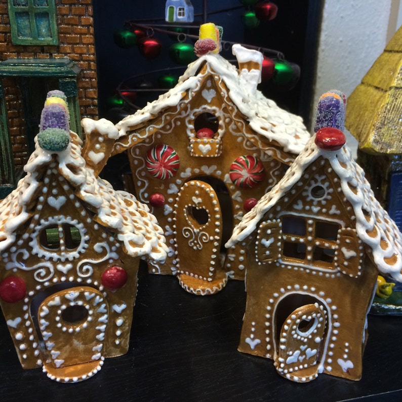 COMMISSION a Gingerbread House Luminary // Ceramic Sculpture Etsy