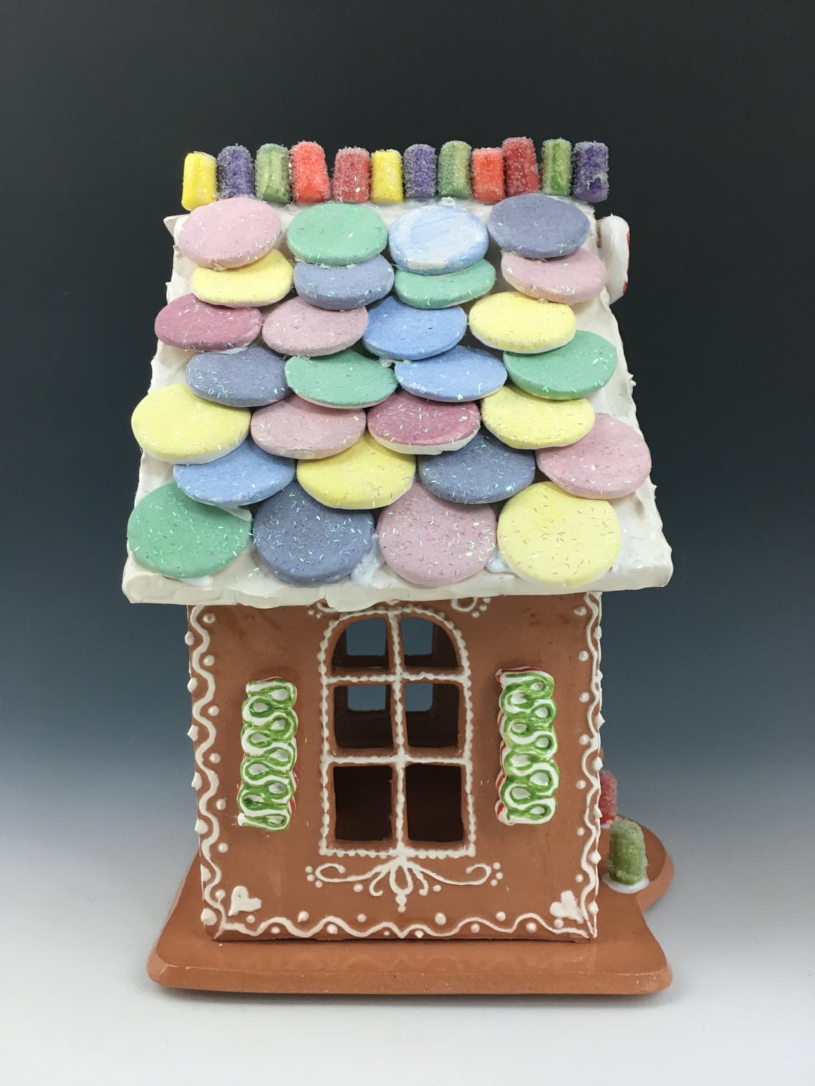 Ceramic Gingerbread House Luminarywith Necco Wafers Etsy