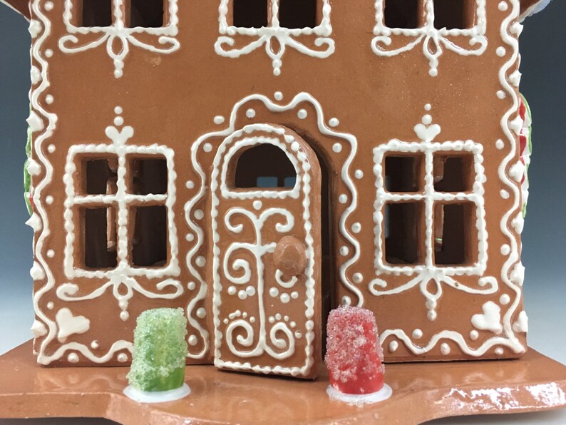 Ceramic Gingerbread House Luminarywith Necco Wafers Etsy