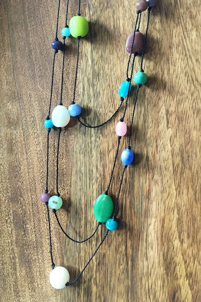 Pastel Glass Bead Necklace HandKnotted Etsy