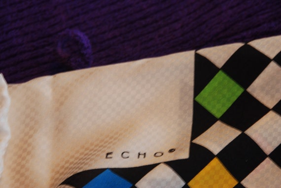 SALE:  Vintage ECHO Woman's Large Silk Scarf - Cr… - image 5