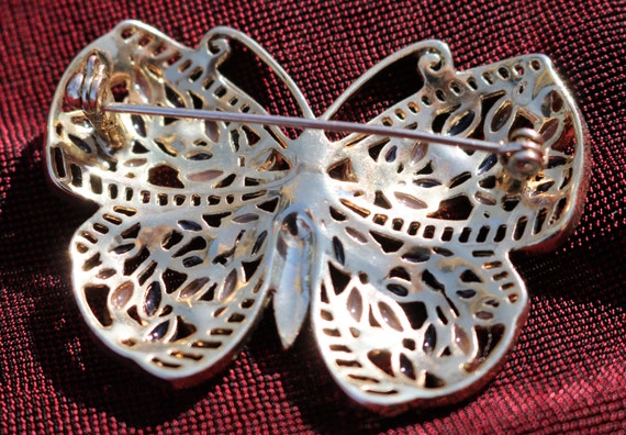 Filigree Butterfly Amethyst and Clear Rhinestones… - image 2