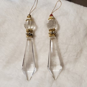 set of 2 acrylic ornaments dangle drop chandelier prisms