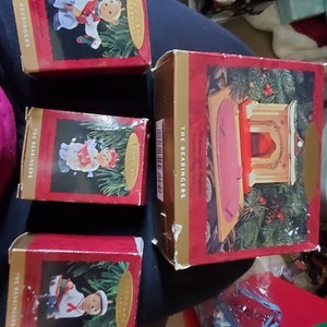 The Bearingers Bears Fireplace and bears Hallmark Ornament Display