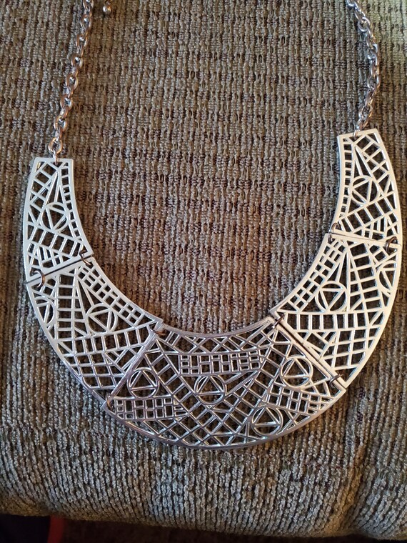 Aztec pattern bib statement necklace - image 2