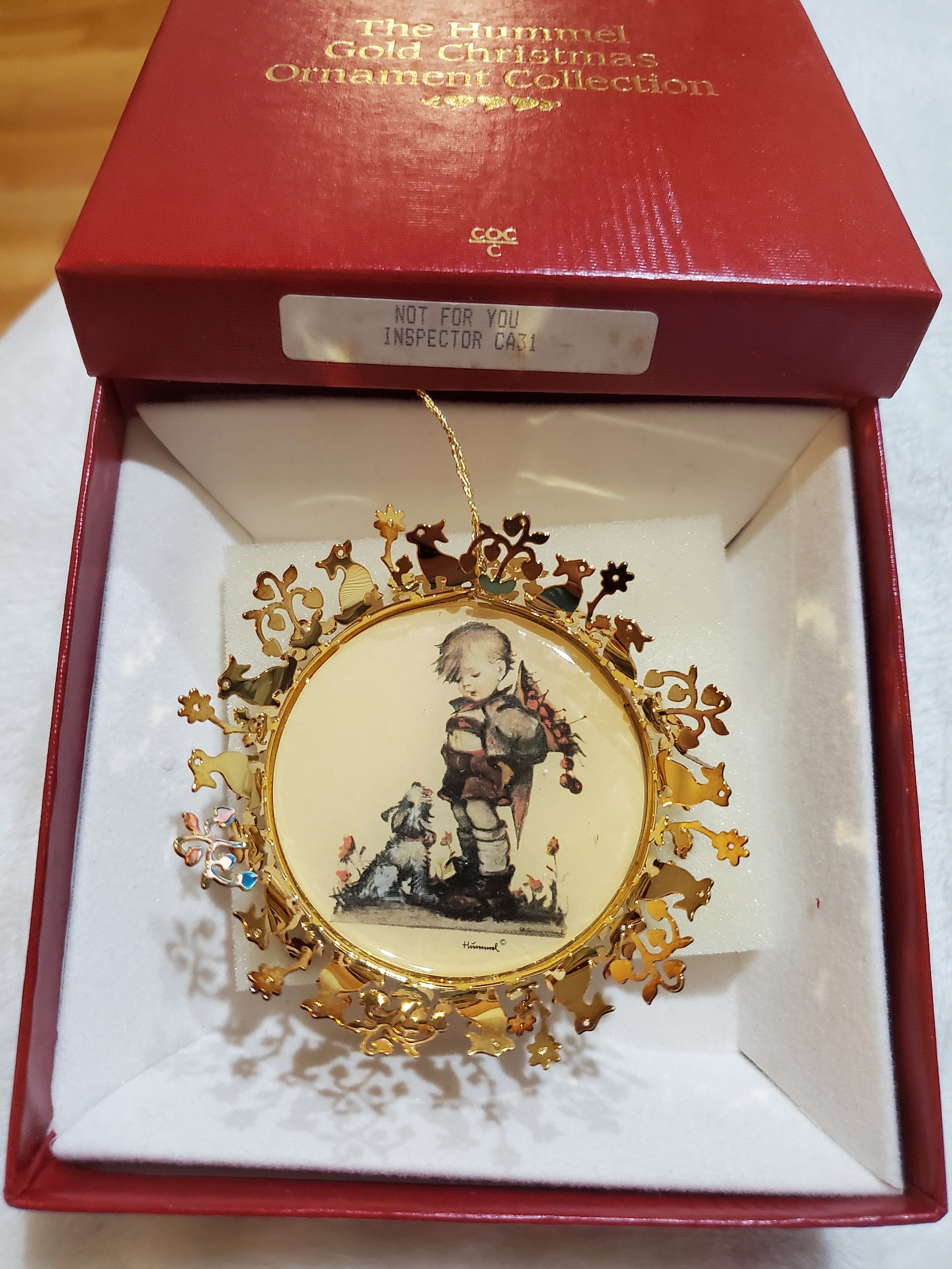 Hummel Gold Christmas Ornament by Danbury Mint Not for You