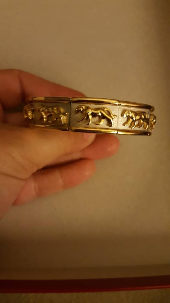 Gold and silver tone Leopard stretch bracelet