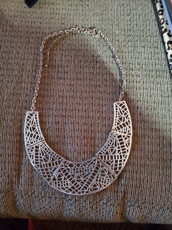 Aztec pattern bib statement necklace - image 1