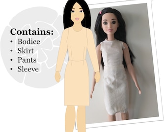 13 1/2-inch Preschooler's Fashion Doll Basic Pattern Set by ModMarigold- Fits Dolls Such as My First Barbie®  -PDF