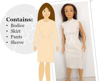11-inch Fashion Doll Basic Pattern Set by ModMarigold-Fits Dolls Such as Lammily® -PDF