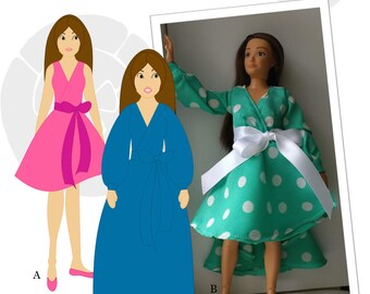 11-inch Fashion Doll 1970s Wrap-Dress by ModMarigold-Fits Dolls Such as Lammily® -PDF