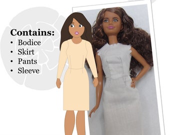 8-inch Fashion Doll (Petite) Basic Pattern Set by ModMarigold-- Fits Dolls Such as Barbie® Fashionista® -PDF